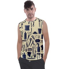 Elegant Hairdresser Pattern Cream Men s Regular Tank Top by TetiBright