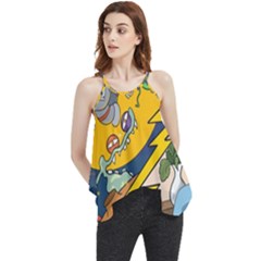 Astronaut Moon Monsters Spaceship Universe Space Cosmos Flowy Camisole Tank Top by Maspions