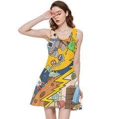 Astronaut Moon Monsters Spaceship Universe Space Cosmos Inside Out Racerback Dress by Maspions