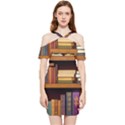 Book Nook Books Bookshelves Comfortable Cozy Literature Library Study Reading Room Fiction Entertain Shoulder Frill Bodycon Summer Dress View1