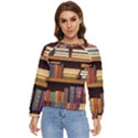 Book Nook Books Bookshelves Comfortable Cozy Literature Library Study Reading Room Fiction Entertain Women s Long Sleeve Raglan T-Shirt View1