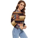 Book Nook Books Bookshelves Comfortable Cozy Literature Library Study Reading Room Fiction Entertain Women s Lightweight Cropped Hoodie View3