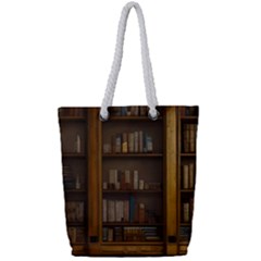 Books Book Shelf Shelves Knowledge Book Cover Gothic Old Ornate Library Full Print Rope Handle Tote (small) by Maspions