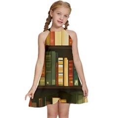 Books Bookshelves Library Fantasy Apothecary Book Nook Literature Study Kids  Halter Collar Waist Tie Chiffon Dress by Grandong