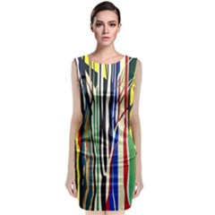 Abstract Trees Colorful Artwork Woods Forest Nature Artistic Sleeveless Velvet Midi Dress by Grandong