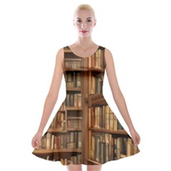 Room Interior Library Books Bookshelves Reading Literature Study Fiction Old Manor Book Nook Reading Velvet Skater Dress by Grandong