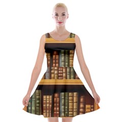 Room Interior Library Books Bookshelves Reading Literature Study Fiction Old Manor Book Nook Reading Velvet Skater Dress by Grandong