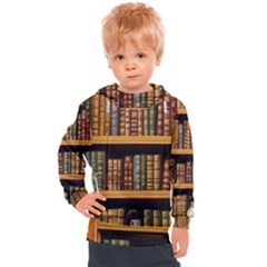 Room Interior Library Books Bookshelves Reading Literature Study Fiction Old Manor Book Nook Reading Kids  Hooded Pullover by Grandong