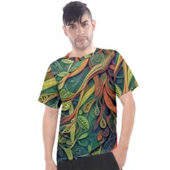 Outdoors Night Setting Scene Forest Woods Light Moonlight Nature Wilderness Leaves Branches Abstract Men s Sport Top by Grandong