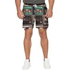 Retro Electronics Old Antiques Texture Wallpaper Vintage Cassette Tapes Retrospective Men s Runner Shorts by Grandong