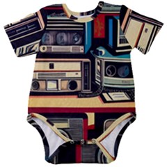 Radios Tech Technology Music Vintage Antique Old Baby Short Sleeve Bodysuit by Grandong