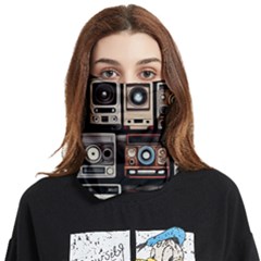 Retro Cameras Old Vintage Antique Technology Wallpaper Retrospective Face Covering Bandana (two Sides) by Grandong