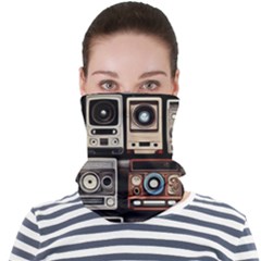 Retro Cameras Old Vintage Antique Technology Wallpaper Retrospective Face Seamless Bandana (adult) by Grandong