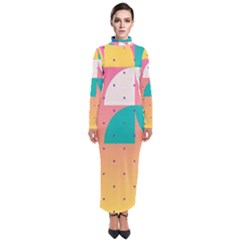 Abstract Geometric Bauhaus Polka Dots Retro Memphis Art Turtleneck Maxi Dress by Maspions