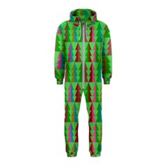 Trees Pattern Retro Pink Red Yellow Holidays Advent Christmas Hooded Jumpsuit (kids) by Maspions