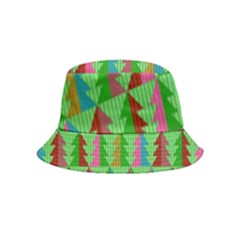 Trees Pattern Retro Pink Red Yellow Holidays Advent Christmas Bucket Hat (kids) by Maspions