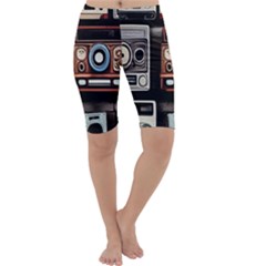 Retro Cameras Old Vintage Antique Technology Wallpaper Retrospective Cropped Leggings  by Grandong