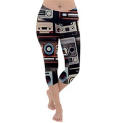 Retro Cameras Old Vintage Antique Technology Wallpaper Retrospective Lightweight Velour Capri Yoga Leggings by Grandong