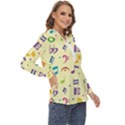 Seamless Pattern Musical Note Doodle Symbol Zip Up Long Sleeve Blouse View3