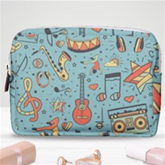 Seamless Pattern Musical Instruments Notes Headphones Player Make Up Pouch (medium) by Apen