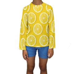 Lemon Fruits Slice Seamless Pattern Kids  Long Sleeve Swimwear by Apen