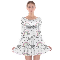 Cute Art Print Pattern Long Sleeve Skater Dress by Apen