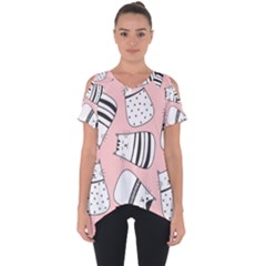 Cute Cats Cartoon Seamless-pattern Cut Out Side Drop T-shirt by Apen