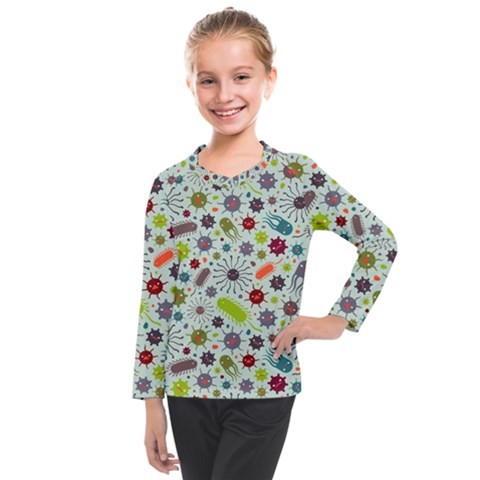 Seamless Pattern With Viruses Kids  Long Mesh T-shirt by Apen