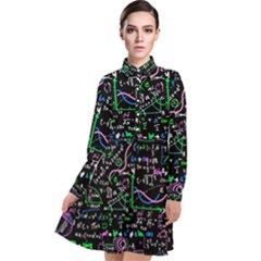 Math Linear Mathematics Education Circle Background Long Sleeve Chiffon Shirt Dress by Apen