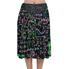 Math Linear Mathematics Education Circle Background Velvet Flared Midi Skirt by Apen