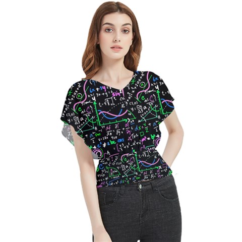 Math Linear Mathematics Education Circle Background Butterfly Chiffon Blouse by Apen