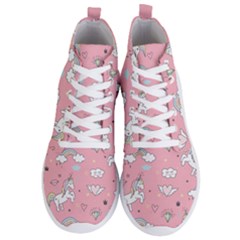 Cute Unicorn Seamless Pattern Men s Lightweight High Top Sneakers by Apen