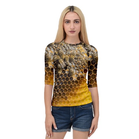 Honeycomb With Bees Quarter Sleeve Raglan T-shirt by Apen