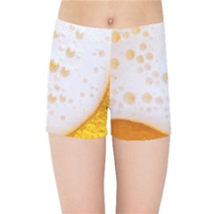 Beer Foam Texture Macro Liquid Bubble Kids  Sports Shorts by Cemarart