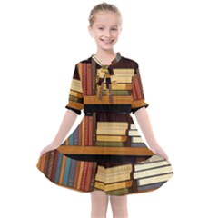 Book Nook Books Bookshelves Comfortable Cozy Literature Library Study Reading Room Fiction Entertain Kids  All Frills Chiffon Dress by Maspions