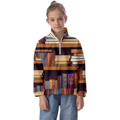 Book Nook Books Bookshelves Comfortable Cozy Literature Library Study Reading Room Fiction Entertain Kids  Half Zip Hoodie by Maspions