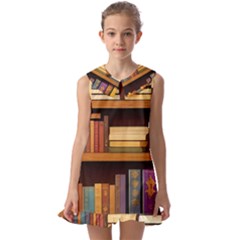 Book Nook Books Bookshelves Comfortable Cozy Literature Library Study Reading Room Fiction Entertain Kids  Pilgrim Collar Ruffle Hem Dress by Maspions