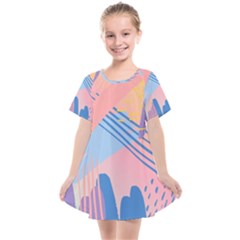 Abstract Lines Dots Pattern Purple Pink Blue Kids  Smock Dress by Maspions