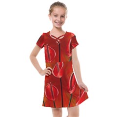 Flowers Red Kids  Cross Web Dress by Askadina