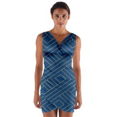 Plaid Background Blue Wrap Front Bodycon Dress by Askadina