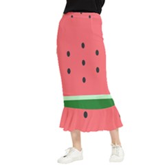 Watermelon Melon Fruit Healthy Food Meal Breakfast Lunch Juice Lemonade Summer Maxi Fishtail Chiffon Skirt by Maspions