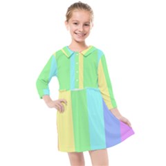 Rainbow Cloud Background Pastel Template Multi Coloured Abstract Kids  Quarter Sleeve Shirt Dress by Maspions