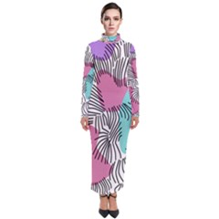 Lines Line Art Pastel Abstract Multicoloured Surfaces Art Turtleneck Maxi Dress by Maspions