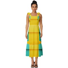 Colorful Rainbow Pattern Digital Art Abstract Minimalist Minimalism Tie-strap Tiered Midi Chiffon Dress by Bedest