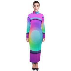 Circle Colorful Rainbow Spectrum Button Gradient Psychedelic Art Turtleneck Maxi Dress by Maspions