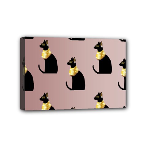 Cat Egyptian Ancient Statue Egypt Culture Animals Mini Canvas 6  X 4  (stretched) by Maspions