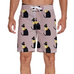 Cat Egyptian Ancient Statue Egypt Culture Animals Men s Beach Shorts by Maspions