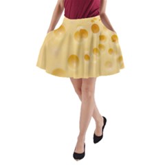 Cheese Texture, Yellow Cheese Background A-line Pocket Skirt by nateshop