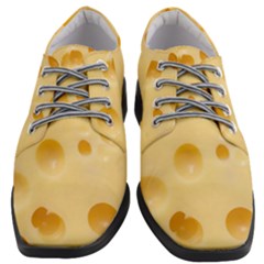 Cheese Texture, Yellow Cheese Background Women Heeled Oxford Shoes by nateshop