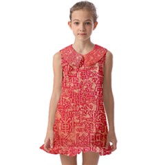 Chinese Hieroglyphs Patterns, Chinese Ornaments, Red Chinese Kids  Pilgrim Collar Ruffle Hem Dress by nateshop